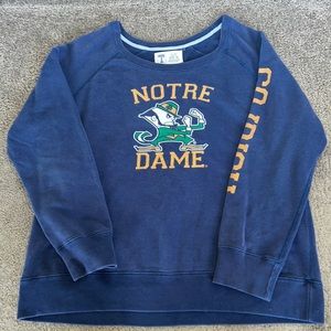Notre Dame Women off shoulder distressed sweatshirt ND Irish